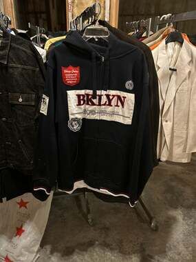 Brooklyn Xpress BX70 Navy Blue Patchwork Full-Zip Hoodie
